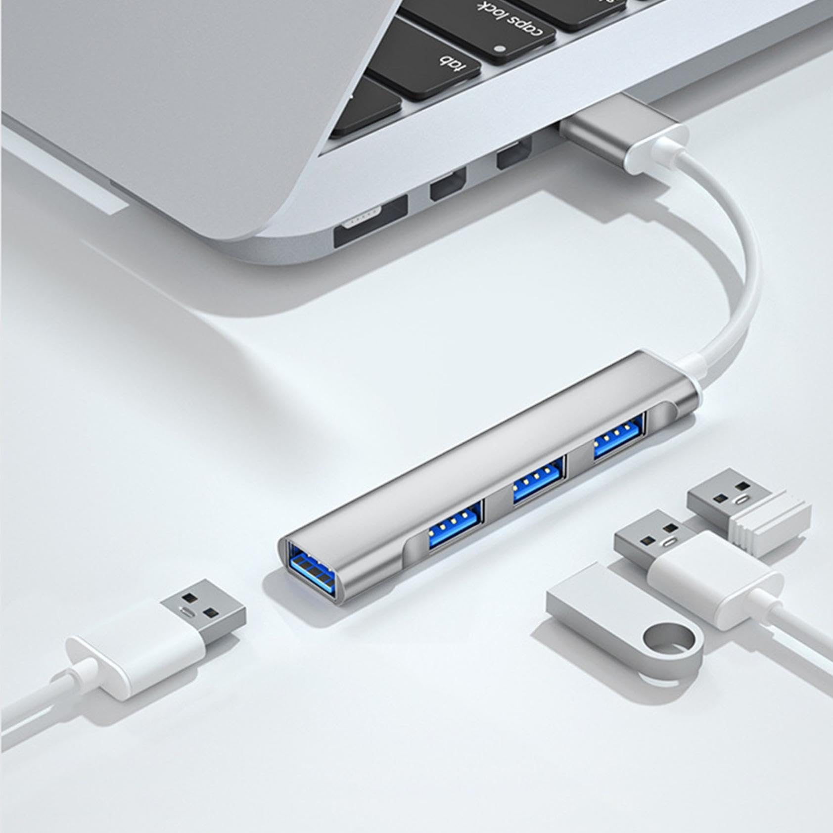 Multi-Function USB Splitter USB Hub with 4 Port USBs Extender with High-Speed Data Transmission USBs Adapter for Laptop