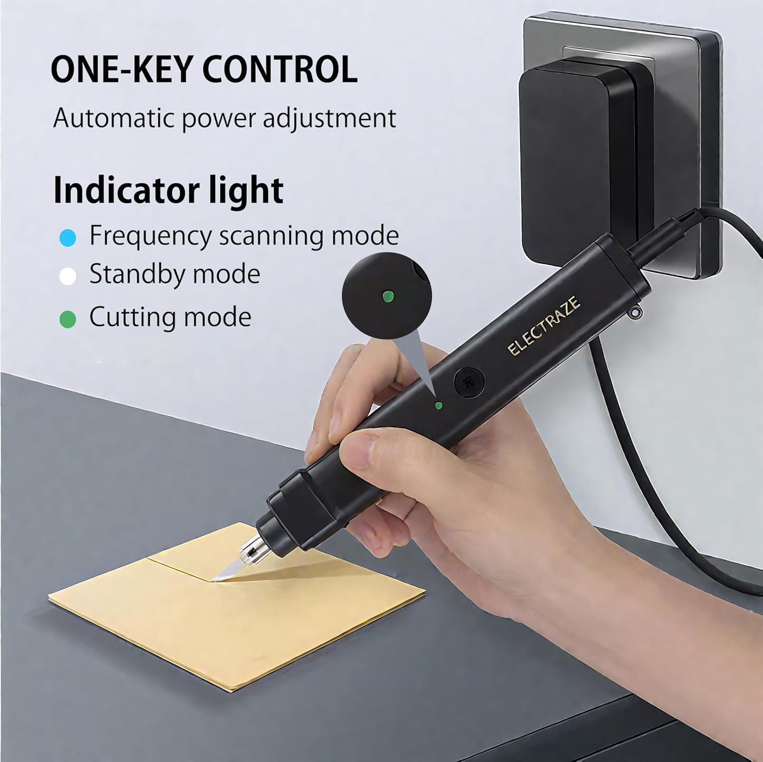 40KHZUltrasonic Cutting Knife - 2-in-1 Cutting & Grinding Tool, 98g Lightweight, Plug-in Powered,Includes 50 Blades. Ideal for trimming 3D-printed models made of plastic, and leather.