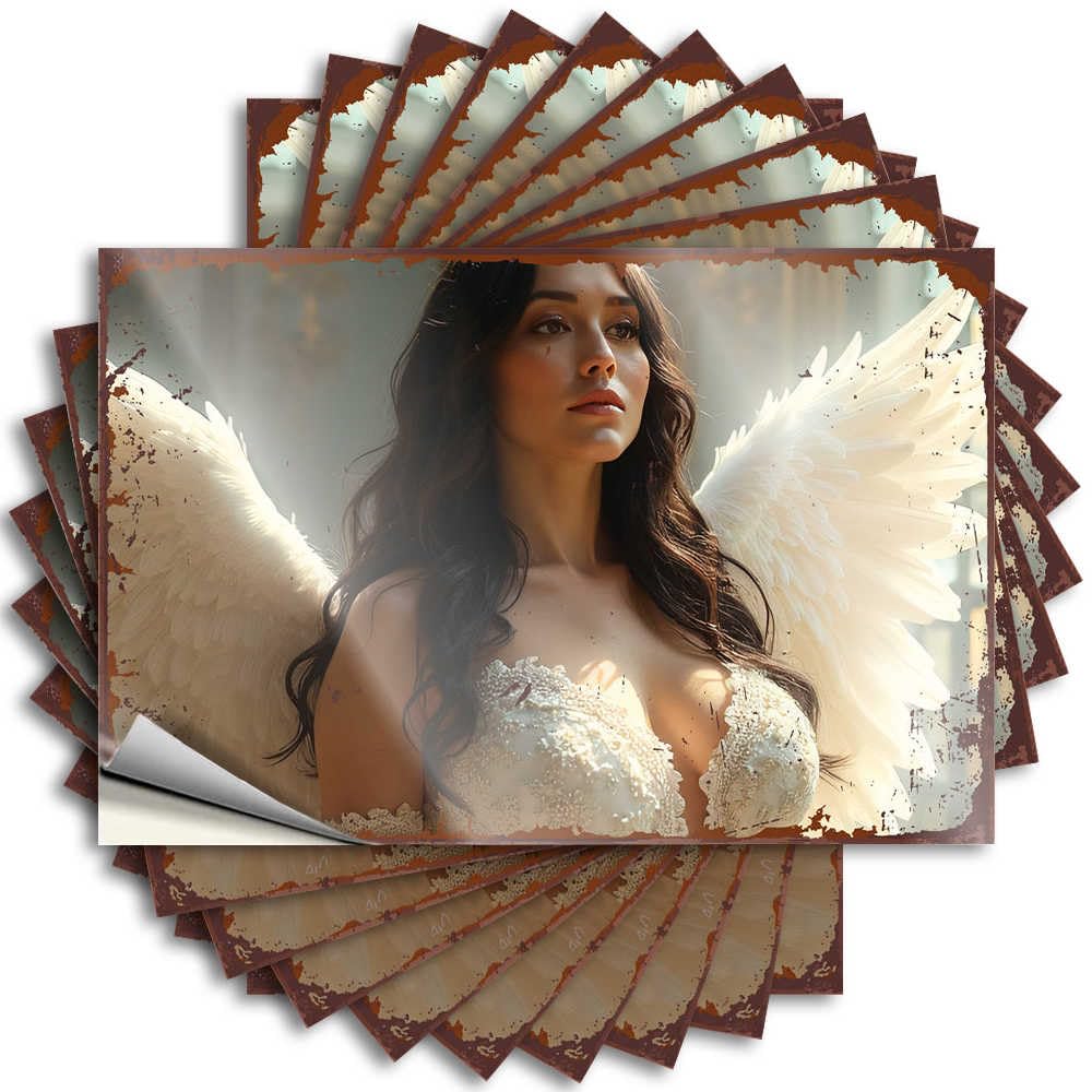 Fzfn Colour Teenage Room Decor, Decals Essentials Laptop Angelic Beauty With Ethereal Wings | Feminist Waterproof Vinyl Stickers(6X9cm)