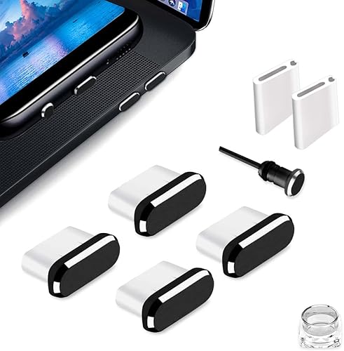 Paquete de 4 tapones USB C para puerto de carga tipo C, color negro, compatible con iPhone 15 Pro Max Plus Samsung S24 S23 S22 S20 Ultra Plus,