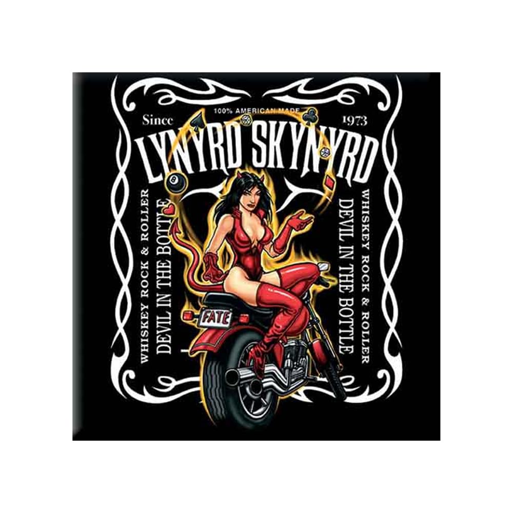 Lynyrd Skynyrd Black/Red/White Devil In The Bottle Fridge Magnet (One Size) ()