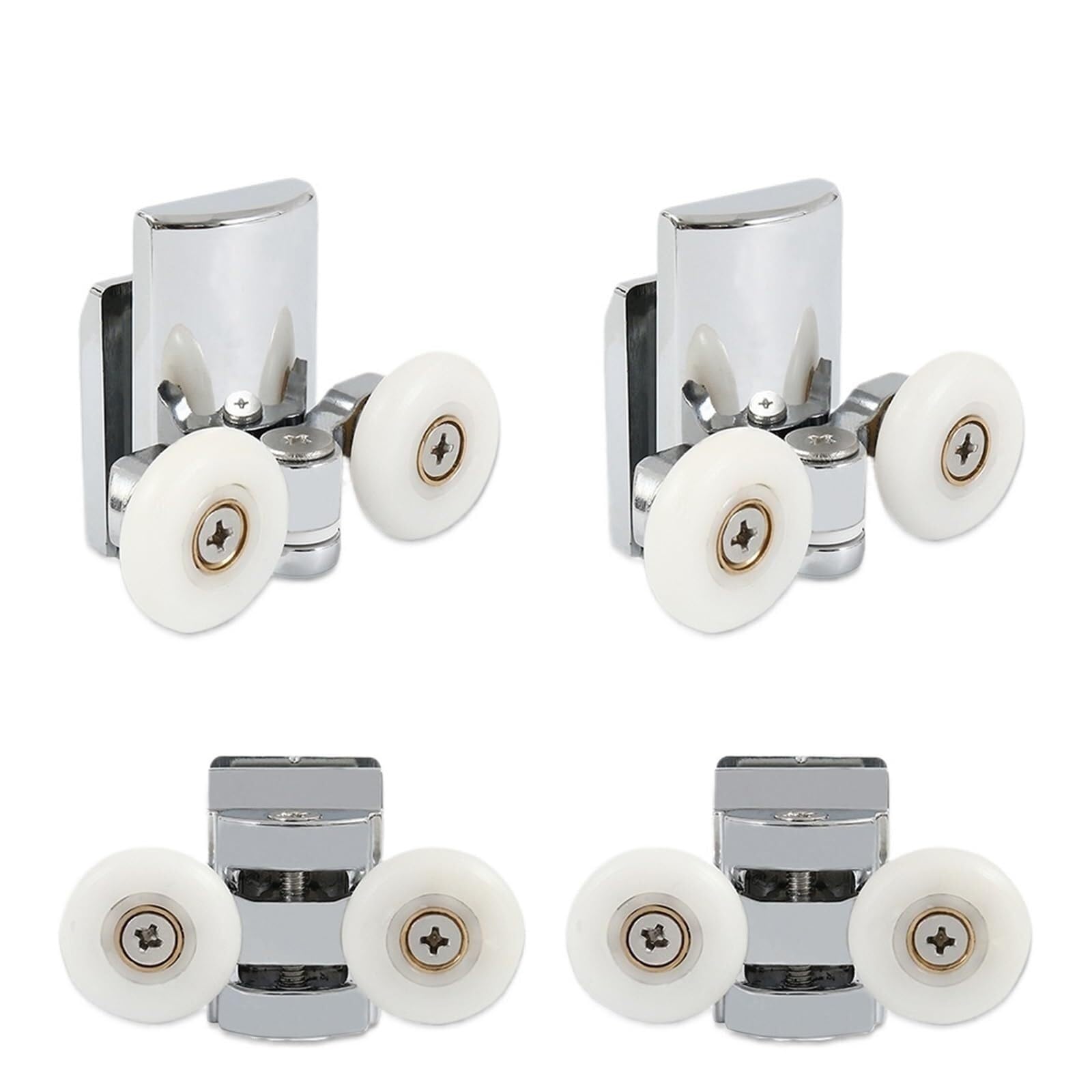 Wangshaowei 8Pcs Shower Door Rollers Set Of 8 Shower Door Rollers Twin Roller Runners Wheels Pulleys Metal 23Mm Wheel Diameter Top Replacement