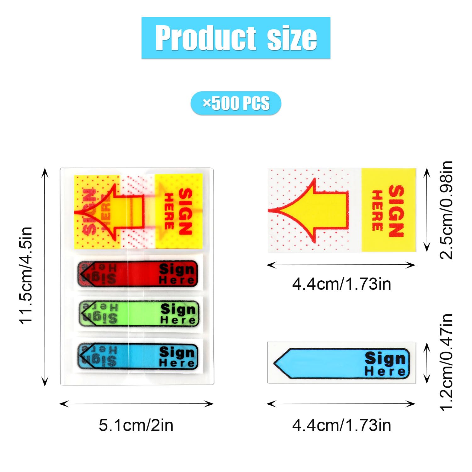 Sign Here Sticky Notes Tabs 500pcs Stickers,labels Stickers Adhesive ...