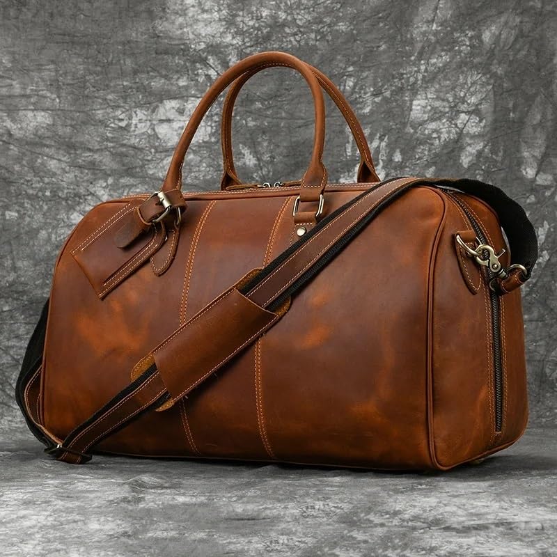 Travel Bag for Men Leather Travel Travelling Laptop Handbags Unisex Cow Skin Hand Luggage Bag3
