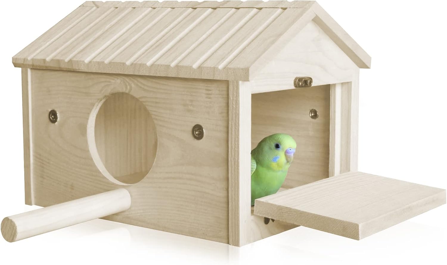 HiCaptain Parakeet Nest Box Wooden Cockatiel Breeding Nest for Cages, Bird Box Lovebird House Budgie Breeding Box (Wood)