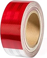 Vista 1 de Max-Bencoo Cinta reflectante de 2 pulgadas x 150 pies, rojoblanco de alta intensidad DOT-C2, cinta autoadhesiva impermeable para remolques