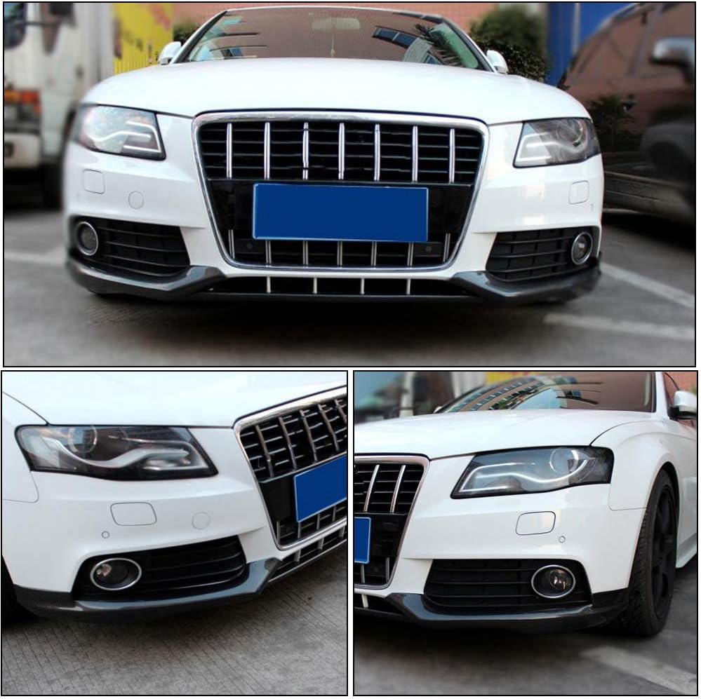 Front Bumper Splitter fits Audi A4 B8 Base Sedan Pre-facelift 2009-2012 Factory Outlet Carbon Fiber CF Upper Spoiler Winglets Vents Cover Cupwings Flaps (Not for Sline & S4)