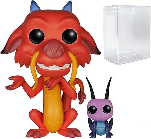Funko POP Disney: Mulan - Figura de vinilo de Mushu and Cricket Pop! (paquete con funda protectora compatible con Pop Box), multicolor, 3.75 pulgadas