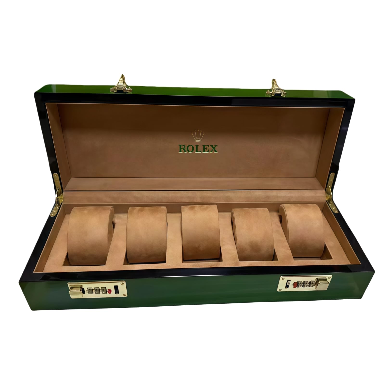 Zielone Pudełko Zegarek Przechowywanie Etui Witryna Organizer Premium Aksamit Wnętrze Ochronny Uchwyt dla Rolex