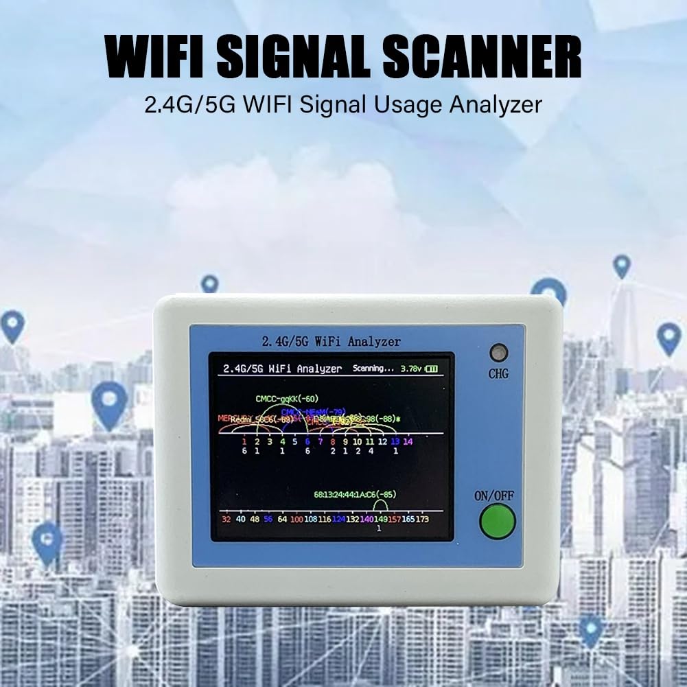 EscáNer de SeñAl WIFI 2.4G/5G Analizador de SeñAl WIFI Asistente de AdministracióN de Enrutador con Pantalla de 2,4 Pulgadas Probador de Cable de Red