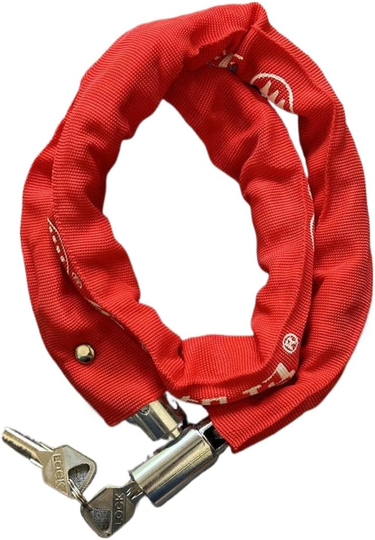 110cm Bicycle Chain Lock Metal Anti-Theft for MTB Road Bike Motorcycle Warehouse Door Heavy Duty Padlock Compatible with Standard Bikes(Chain Lock red)