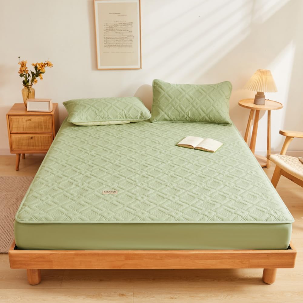 Housse de protection de matelas anti-poussière grand confort pour literie King size verte