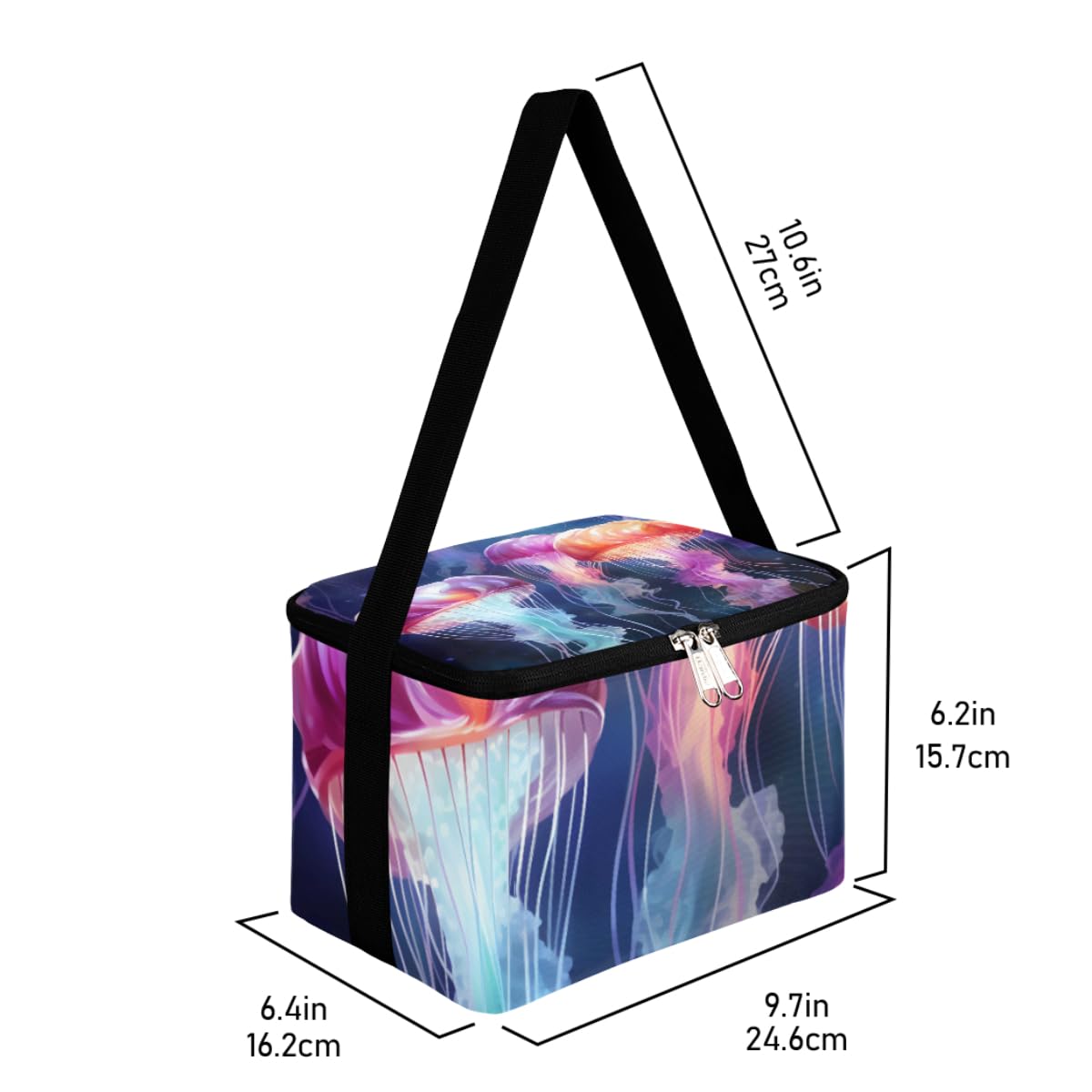 GzLeyigou Lunch Bags for Women Men 9 Cans,Jellyfish Hot & Cold Food Delivery Bag Insulated Grocery Bag Insulated Lunch Box Aquatic Animal Cooler Bag for Office Work Picnic Beach