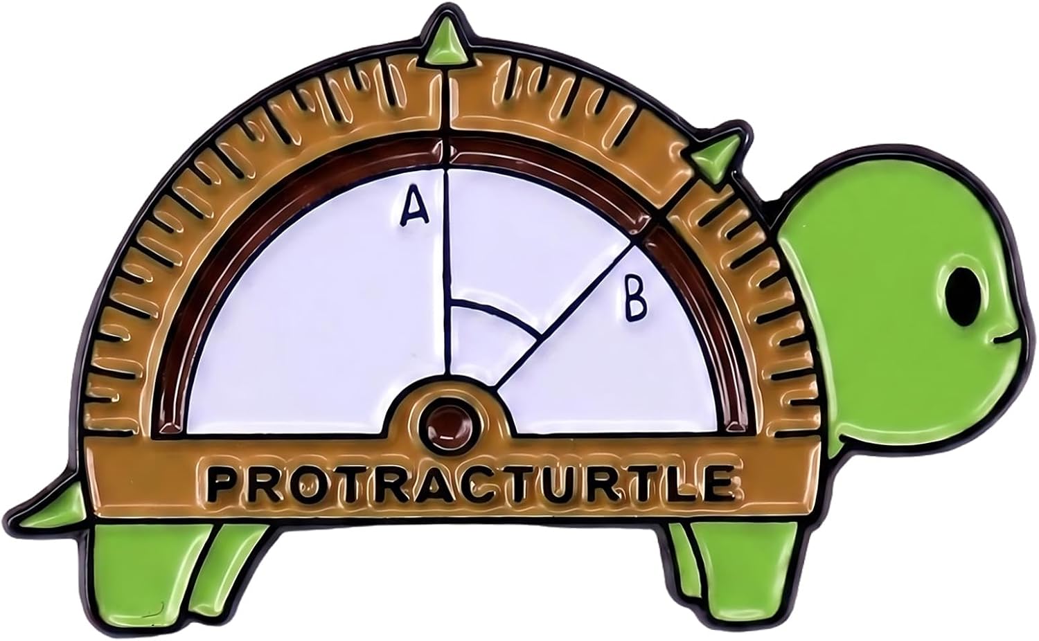 Protracturtle Enamel Pin, Cute Turtle Protractor Pun Lapel Pin, Math STEM Themed Badge for Jackets Backpacks Lanyards, Funny Graduation Teacher Appreciation Gift for Students Educators