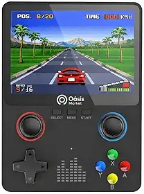 Console Portátil Retrô 6000 Jogos OIH-5911 Oásis Tela 3.5 HD 32GB Bateria Recarregável Saída TV AV Emuladores Clássicos Video Game Retro Portátil (Preta)