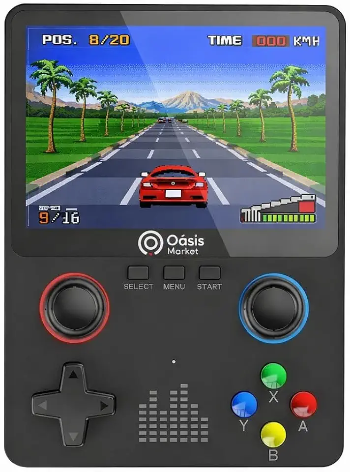 Console Portátil Retrô 6000 Jogos OIH-5911 Oásis Tela 3.5 HD 32GB Bateria Recarregável Saída TV AV Emuladores Clássicos Video Game Retro Portátil (Preta)