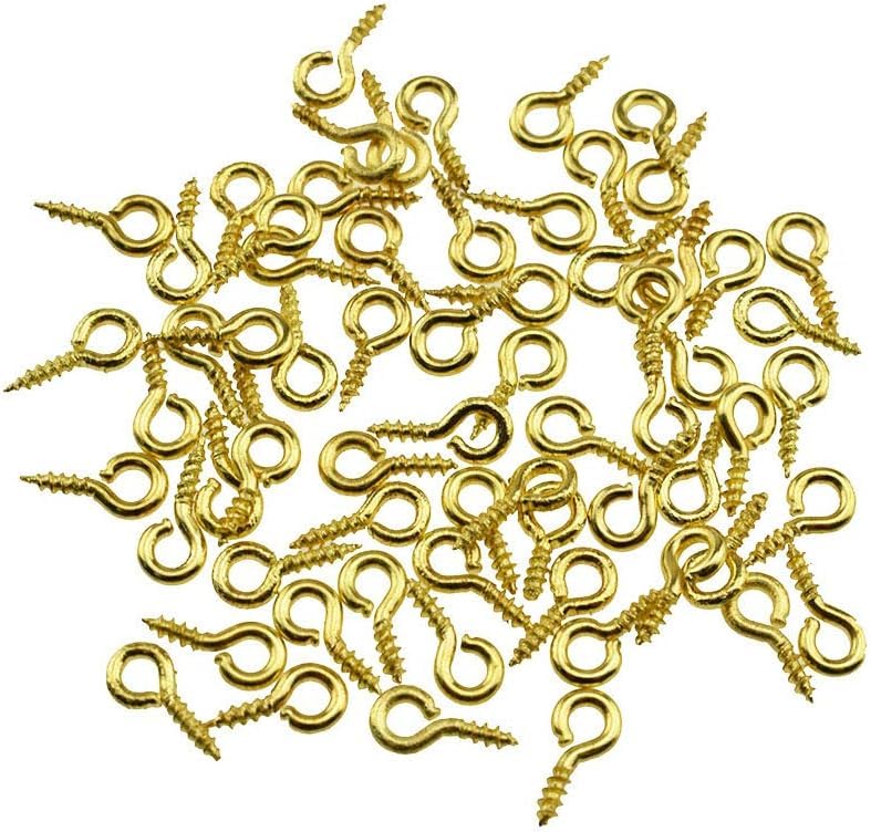 brass screw, self tapping eye pins for jewelry making, arts & crafts, diy and charm bead |4x8 mm| (pieces-100, gold)
