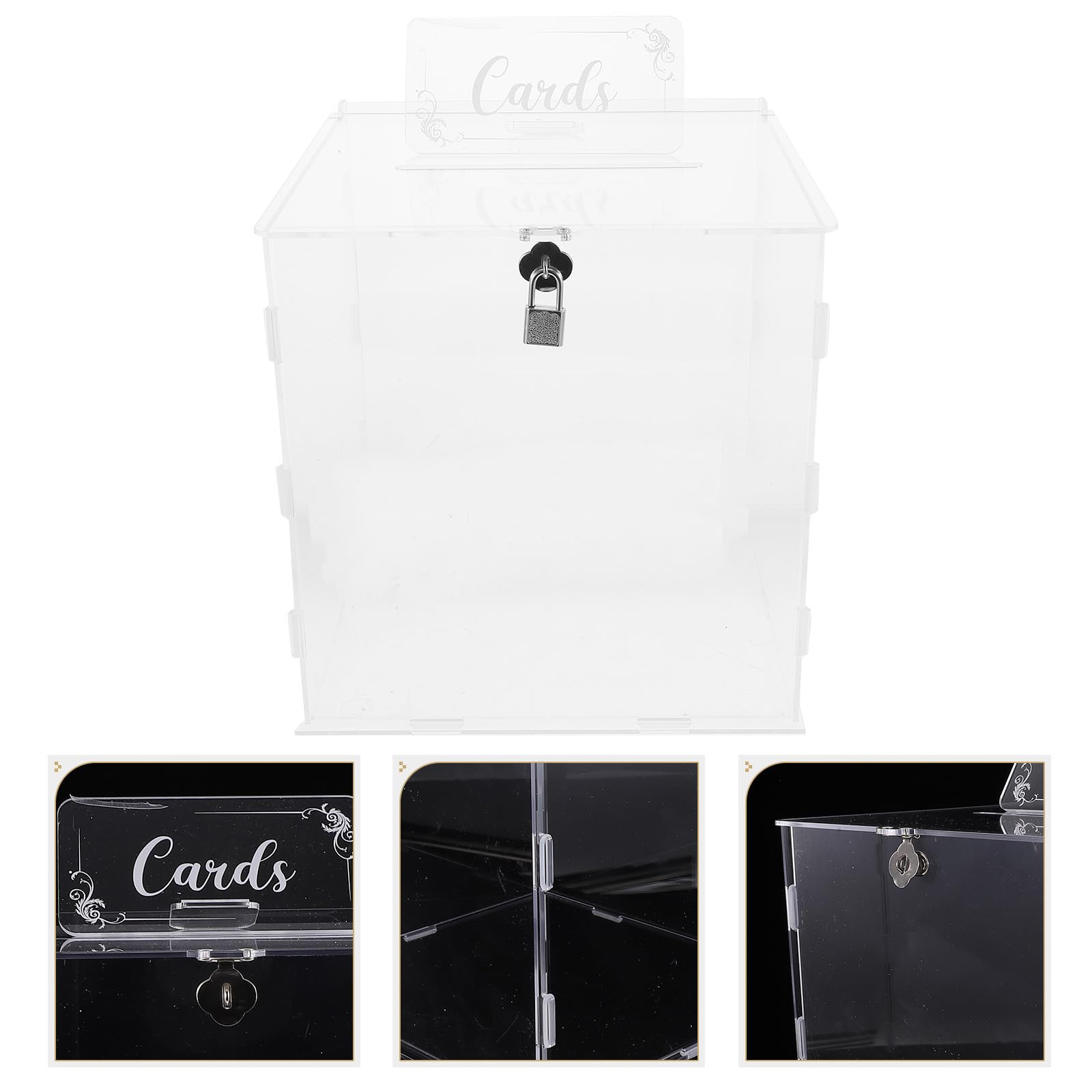 Caja de Acrílico Transparente con Cerradura, para Tarjetas de Boda
