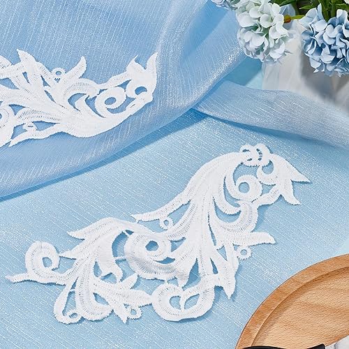 GORGECRAFT 6 works White Flower Lace Fabric Sewing Floral Patches Trim Applique Lace for Sewing Trims Wedding Dress Clothes DIY Decoration - Image 4