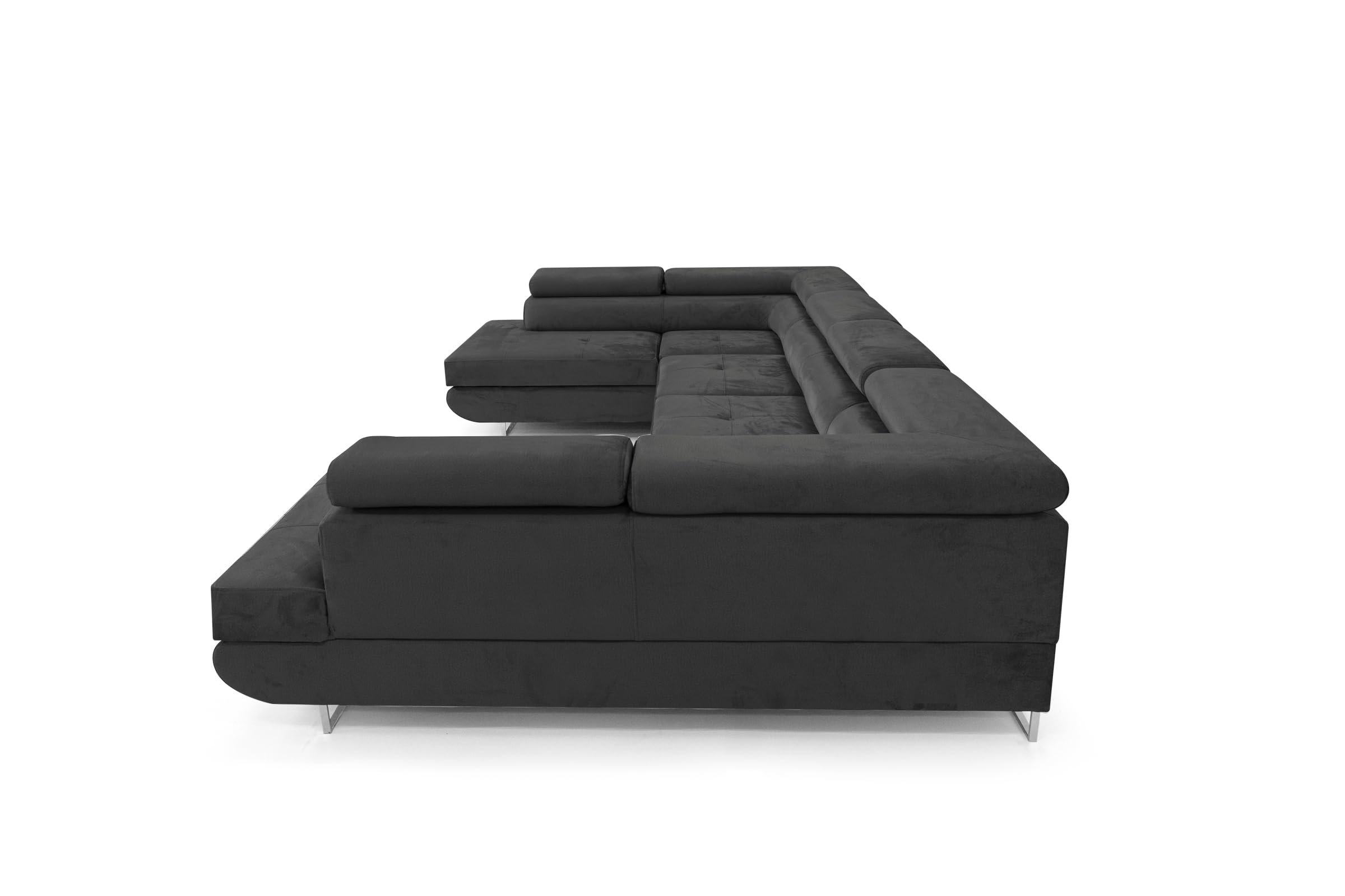 Ecksofa mit Schlaffunktion Big PASTI U-Form, Sofa Couch mit Bettkasten, 3-Sitzer Eckcouch, Schlafsofa für Wohnzimmer, Big Sofa Couch mit Schlaffunktion (Dunkelgrau)