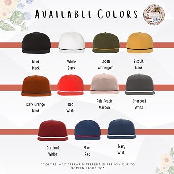 Embroidered Richardson Snapback Cap Customize Your Own Hat | Rope Cap with Embroidery | Custom Logo | Custom Text