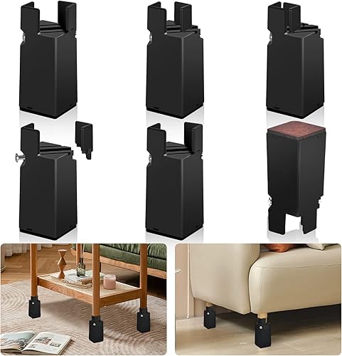 Romybue - Elevadores de muebles ajustables elevadores de sillas con abrazadera de tornillo de elevación de 4 pulgadas resistentes mesas de sofá para