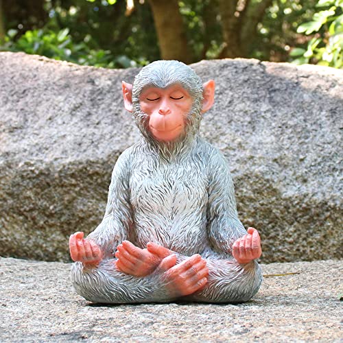 Carchistan Big Size Zen Yoga Monkey Statues Outdoor Or Indoor, Feng Shui Meditation Vastu Animal Figurines For Garden Patio Or Lawn,9" Inches Tall #TOP2