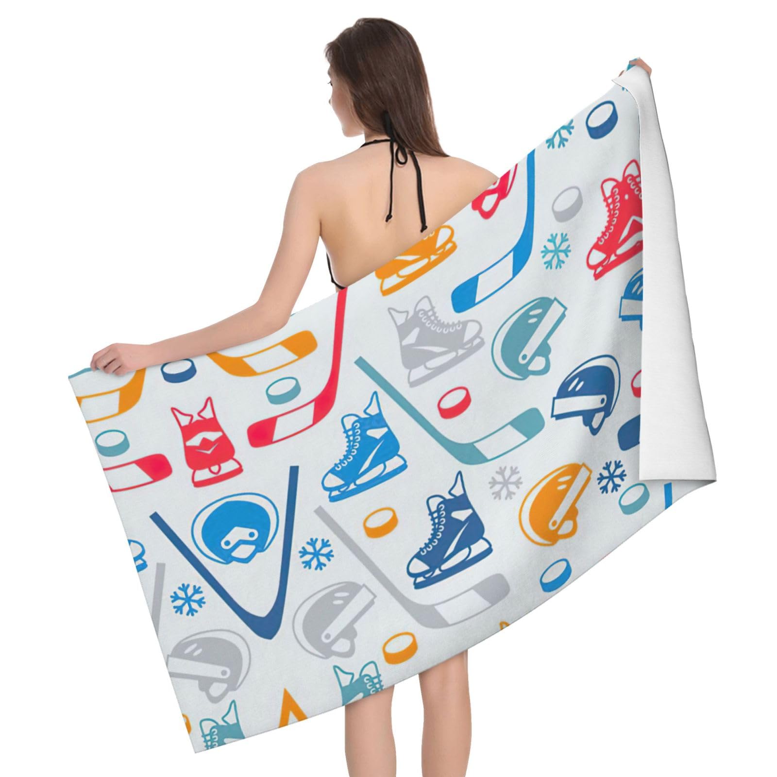 Serviette de bain microfibre Hockey Elements absorbante et créative pour voyage