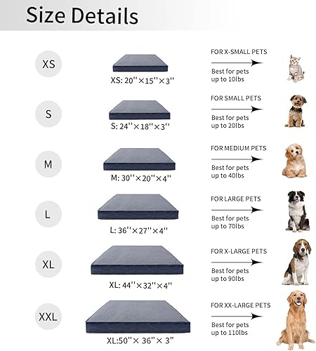 Miniatura 5 de Camas para perros grandes y medianos, cama de espuma para perros, cama de forro polar para perros, cama para mascotas con funda extraíble lavable y