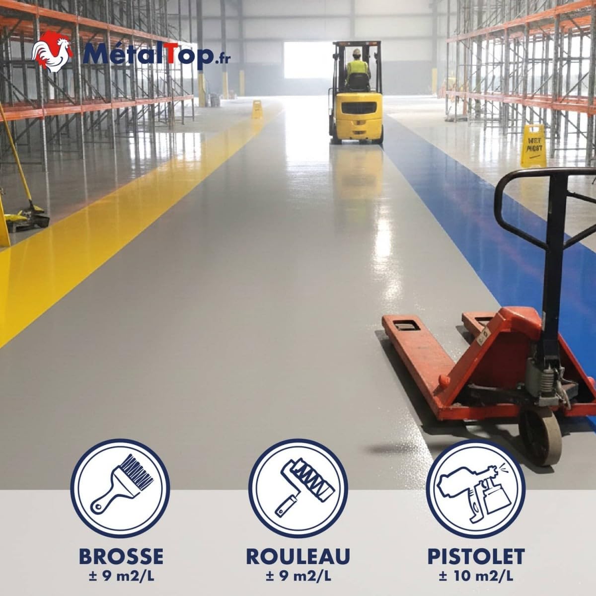 Metaltop - Peinture Sol Industriel - Gris anthracite - RAL 7016-5 L - Protection très haute résistance pour sols en béton et ciment