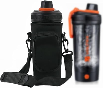 AF-WAN Neoprene Insulated Carrying Case Bag for VOLTRX 24oz Electric Shaker Bottle | Waterproof, Dustproof, Adjustable Strap, Foldable Protector Classic Black, 1