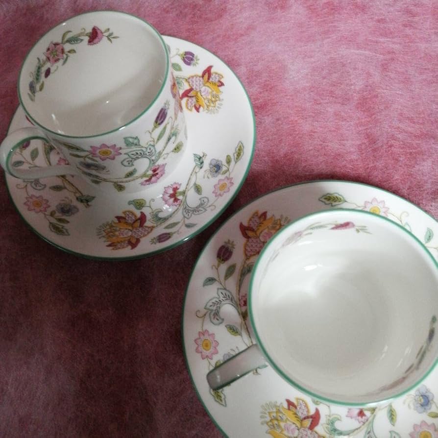 ミントン英国製 ハドンホール グリーン デミタスカップ C/S6客セット ミントン英国製 ハドンホール グリーン デミタスカップ C/S6客セット