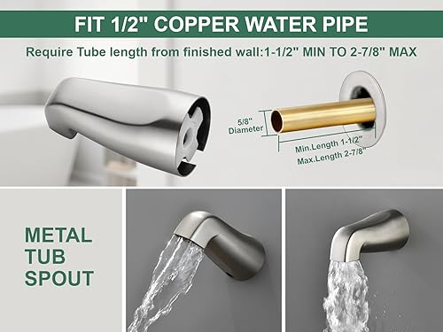 Miniatura 3 de Juego de grifo de ducha de 3 manijas, sistema de ducha con boquilla de bañera, juego combinado de cabezal de ducha, juego completo de grifo de