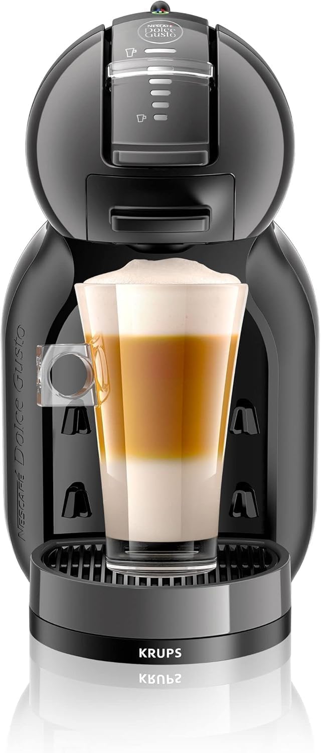 Krups Nescafé Dolce Gusto Mini Me Cafetera, cápsulas con 15 bares de presión, capacidad 0.8 L, bebidas frías o calientes, Play&Select, Thermoblock, 35 tipos café, Negra, KP1238
