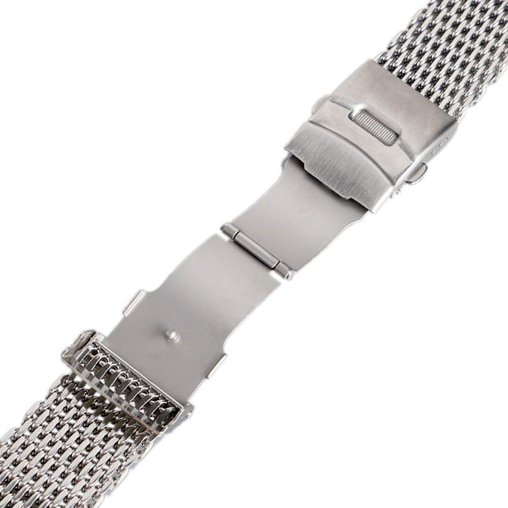 QHQQXN Correas de Reloj de Malla de Acero Inoxidable de 18/20/22/24mm, Correa de Repuesto para muñeca