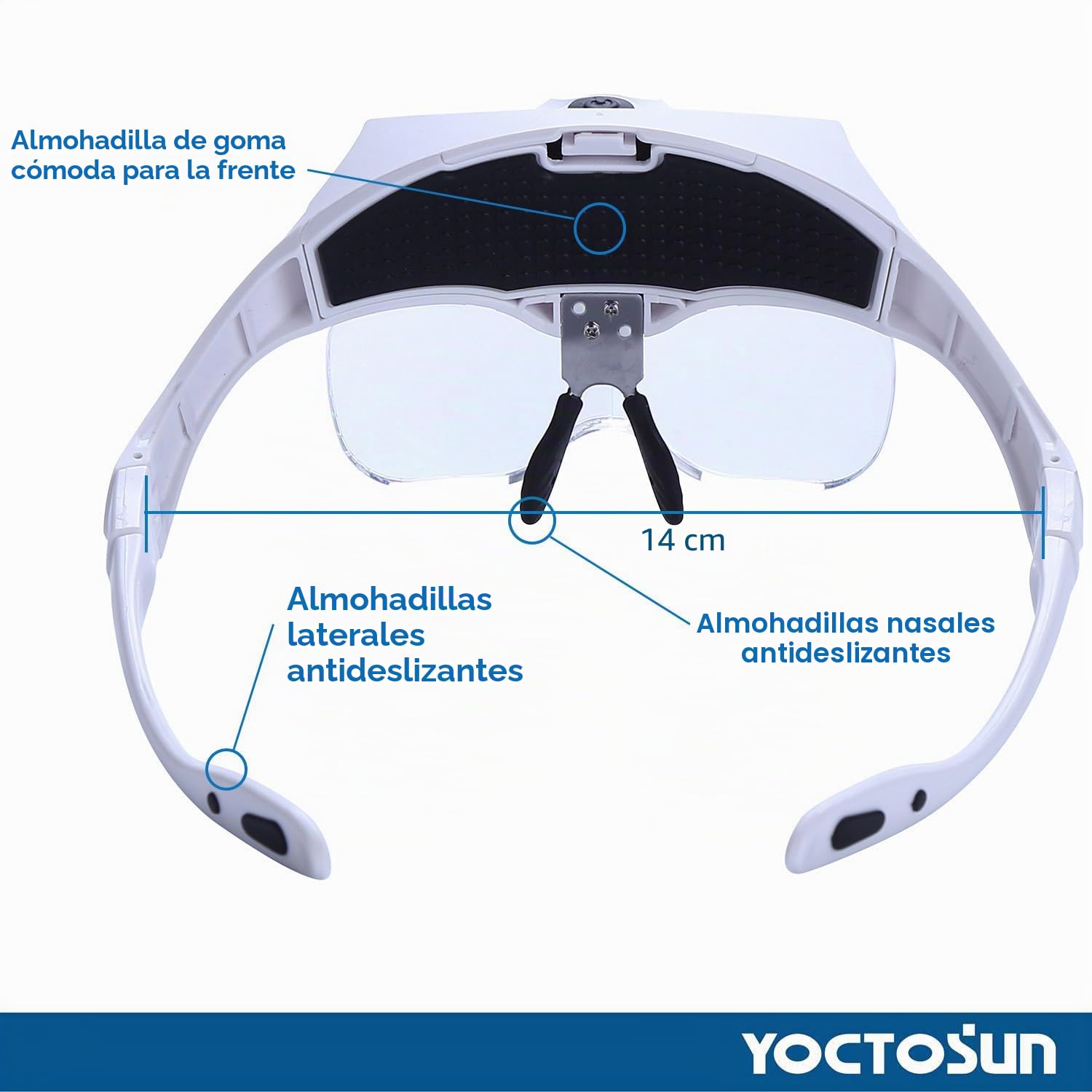 YOCTOSUN Lupas con luz LED, Lupa de Montaje en la Cabeza con 5 Lentes, Diadema, Estuche de Almacenamiento, Visera de Aumento de Cabeza iluminada Manos Libres para Trabajos cercanos y Manualidades