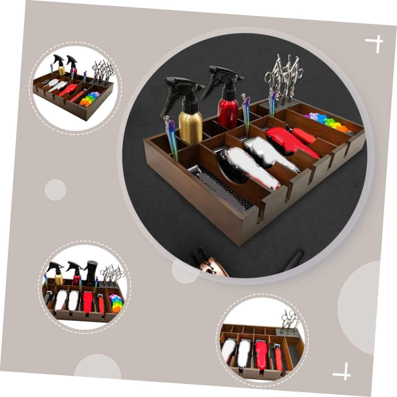 LIFKOME 1Pc Electric Clipper Storage Tray Wooden Hair Clipper Organizer with Non Slip Base for Salon Tools and Design for Neat Hair Styling