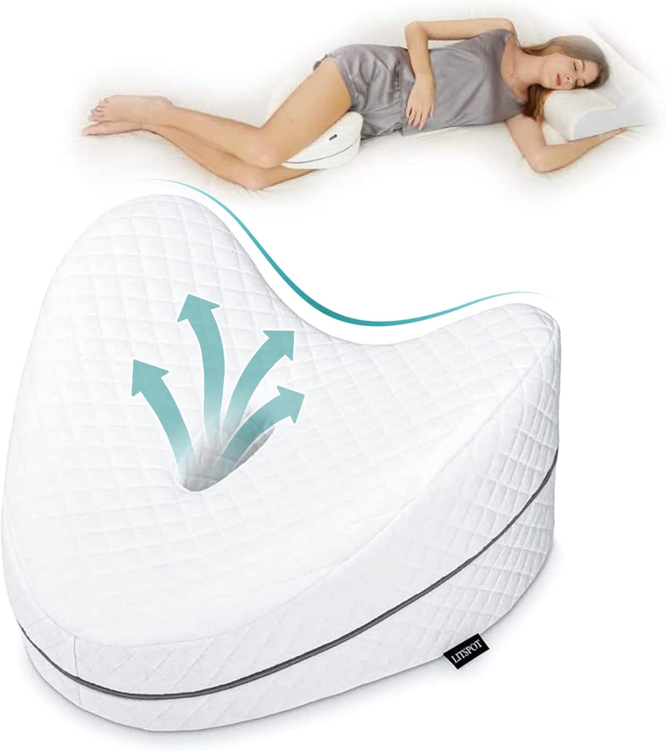 Knee Pillow, Soft Memory Foam Body Pillows, Heart Saped Hip Support