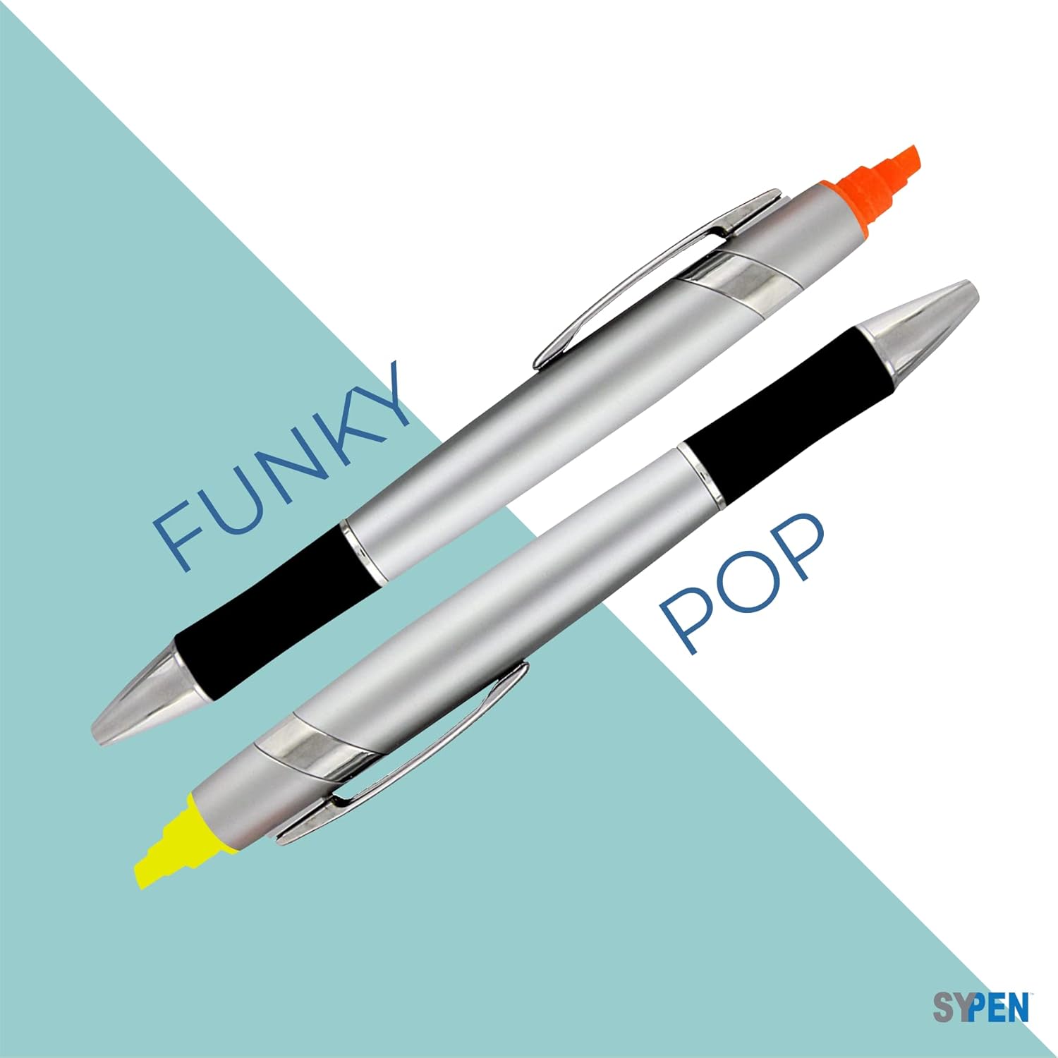 SyPen Personalized Pens with Highlighter -200 Pack Bulk-Free Imprint - 2 In Bible Highlighter with Ballpoint Pen Combo- add Custom Name, Logo or Gift Message- Black Ballpoint Ink, Green Color