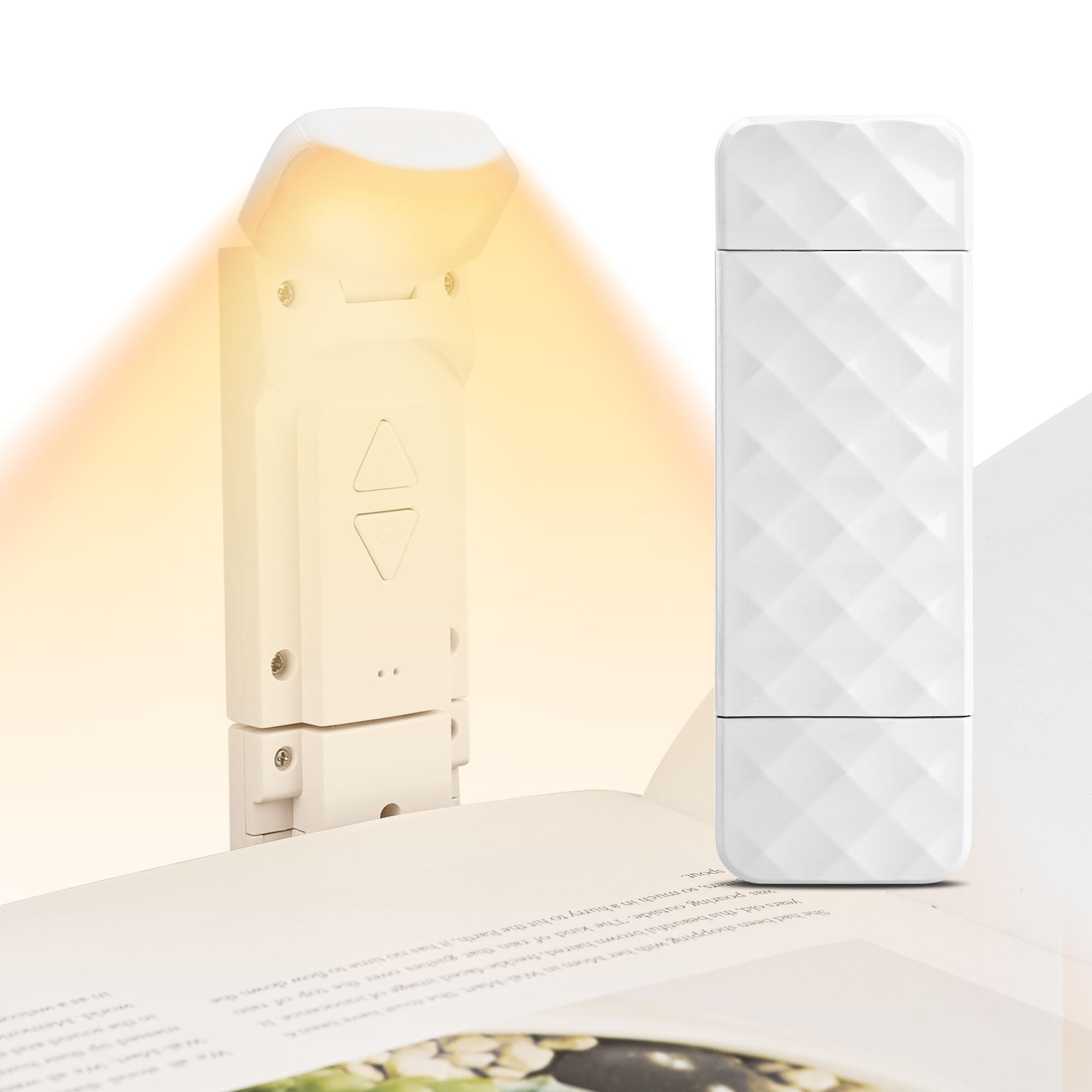 echargeable Book Light,Reading Light Clip on Books, Eye Caring 3,5 Brightness & Stepless Dimming, Long Lasting up to 50hrs, Portable Mini Reading Lamp for Reader (White)