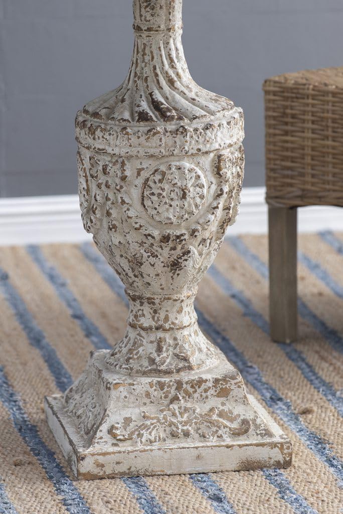 Round Wood Side Table Rustic Circle End Table 30" Small Coffee Tables Drink Table with Pedestal Bedside Tables Nightstand for Small Spaces Living Room Bedroom Patio Antique White & Wood