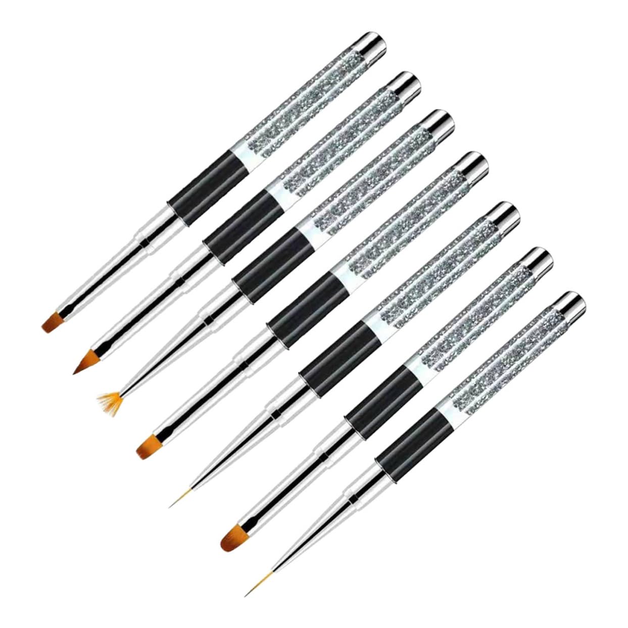 7 Piece Nail Art Brush Kit Drill Handle, Long Handle Plastic