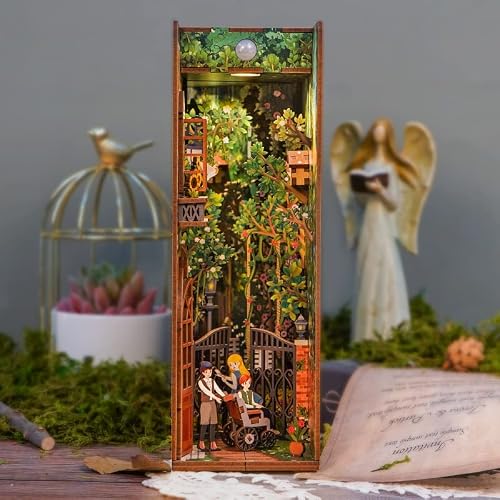 Tonecheer The Secret Garden Diy Wooden Bookend, Creative Booknook, 3D Puzzle Decorative Bookshelf Insert Diorama Kit With Led Light And Body Sensor #TOP5