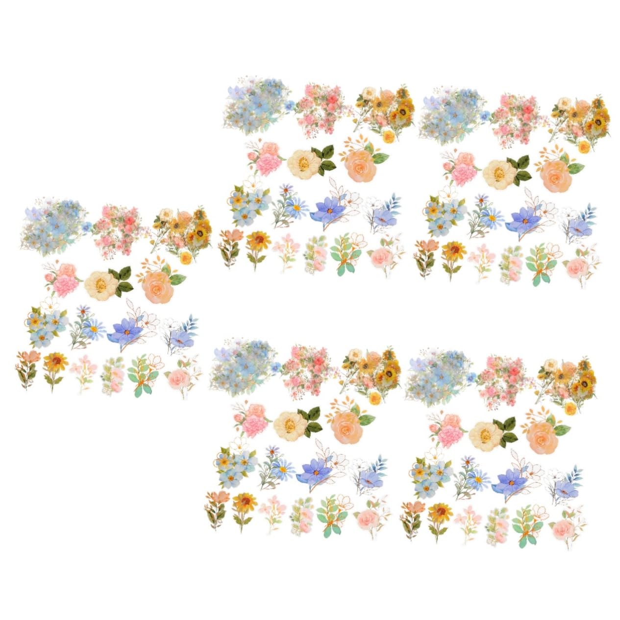 Housoutil 15 Set Adesivi Floreali Decorativi per Scrapbooking Adesivi Trasparenti Impermeabili per Progetti Fai da Te Stile Chic per Album