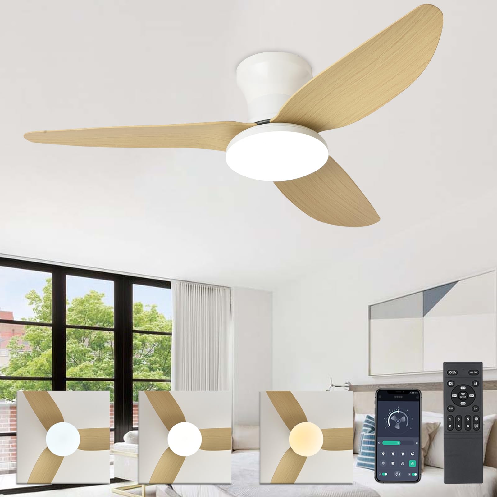 LXTEDJ 40" Ceiling Fans with Lights and Remote, 6 Speeds Fan Ceiling Light