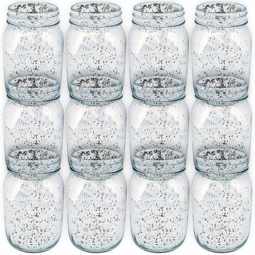 Silver Mercury Glass Mason Jars, Set of 12