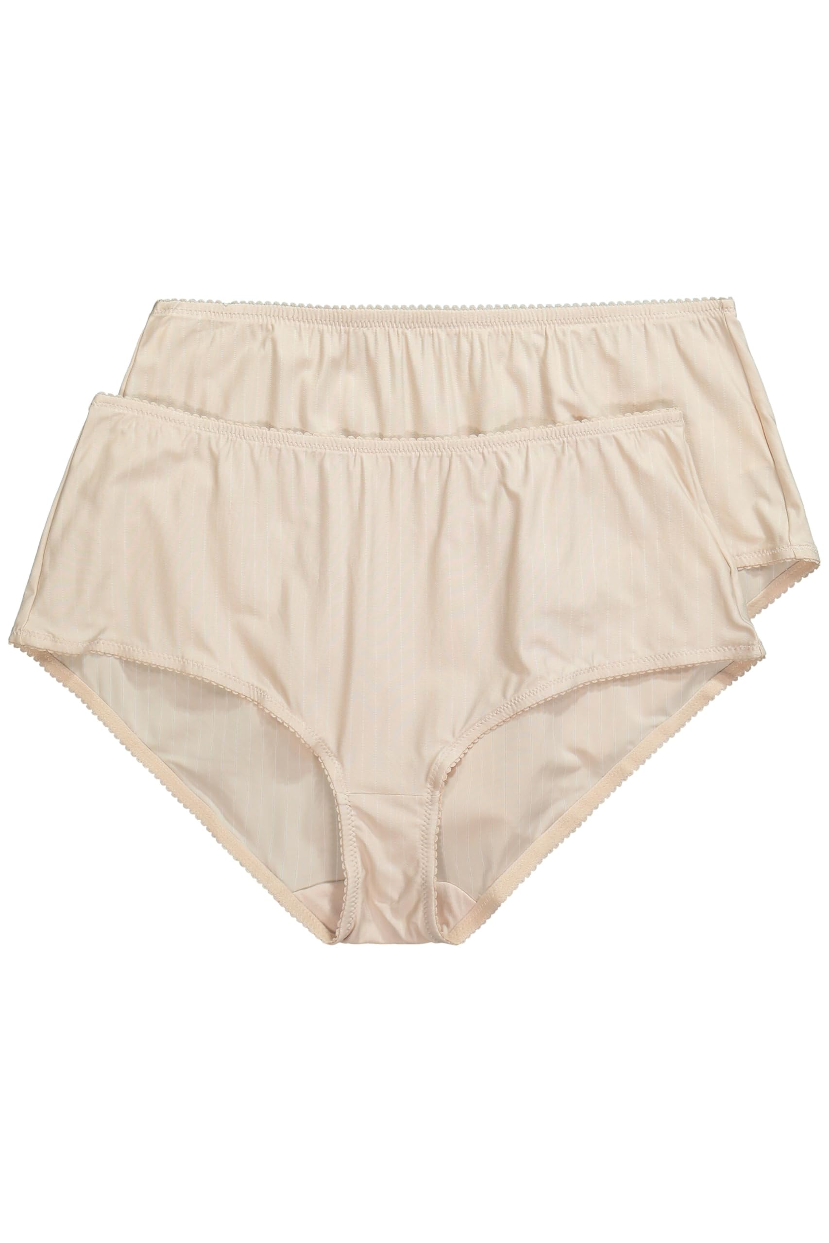 Ulla Popken Women's Midislips, 2er-Pack, Nadelstreifen, höher geschnitten Briefs, Perlweiß,