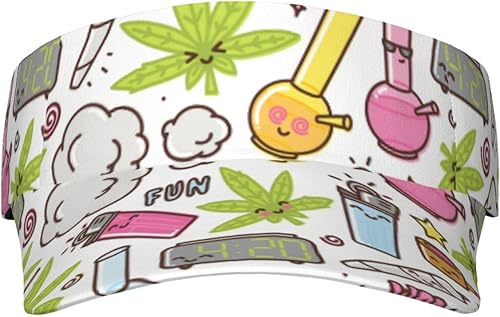 Miniatura 2 de SEPTYK Sombrero unisex de verano con visera para el sol, marihuana verde, kawaii, patrón de cannabis, deportivo, ajustable, protección UV, gorra de