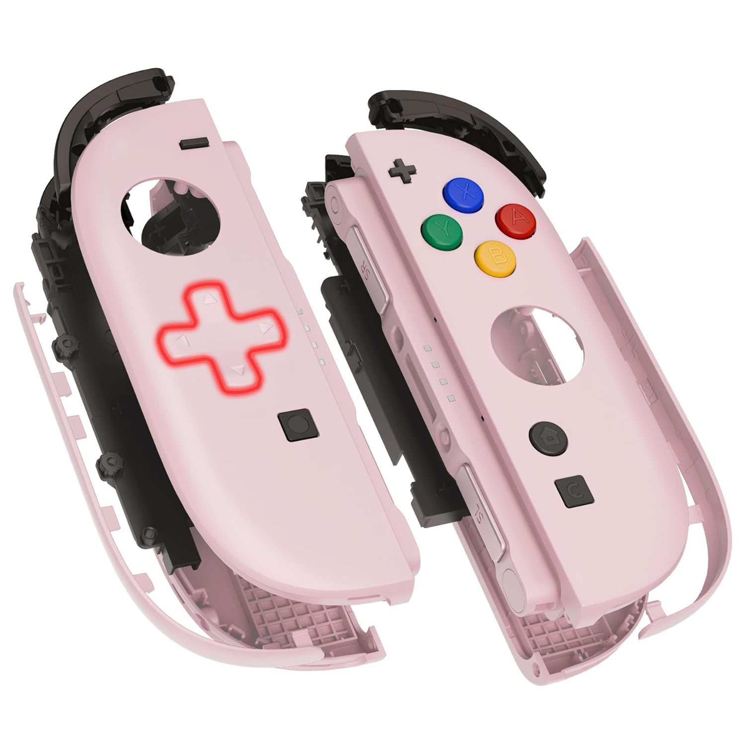 eXtremeRate DIY Replacement Shell (D-Pad Ver) Buttons for Joycon 2, Custom Full Set Housing + Decorative Strips + Middle Bracket + Buttons for Nintendo Switch 2 - Deluxe Version - Cherry Blossoms Pink