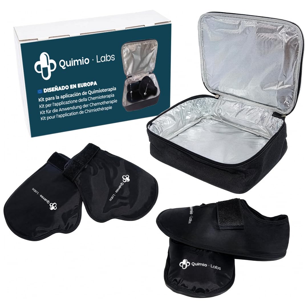Kit Quimioterapia Guantes y Calcetines de Gel Frío para Manos y Pies | Ayuda a Reducir Molestias y Sensibilidad | Bolsa Isotérmica Incluida | Reutilizable | Negro